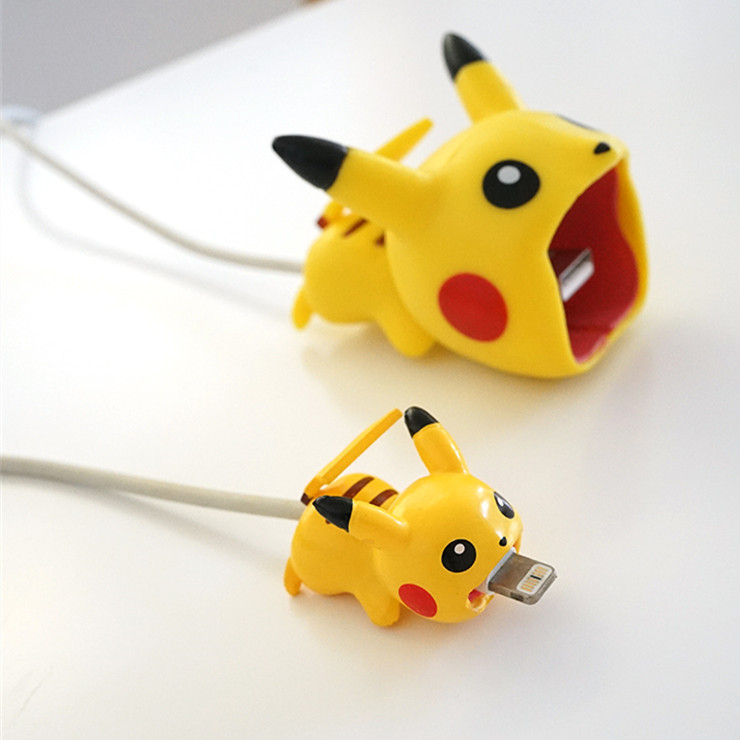 Милый мультфильм большой рот стежка Покемон USB зарядное устройство кабель укусы защитные пластиковые ПВХ телефон аксессуар для телефона