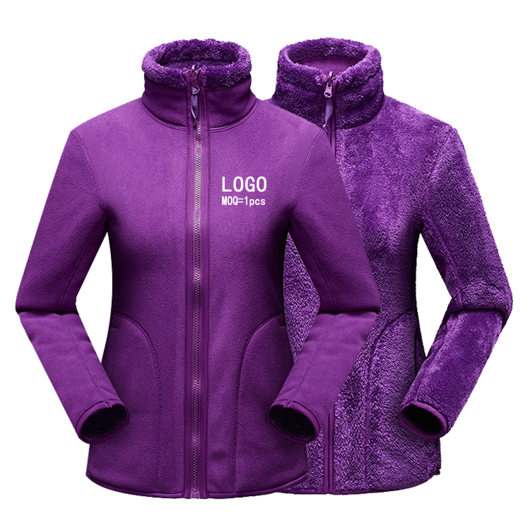 Drop Shipping OEM Custom LOGO High Wuality Quality Girls Fleece Jackets Green Pink Purple Women Polar Fleece Jacket