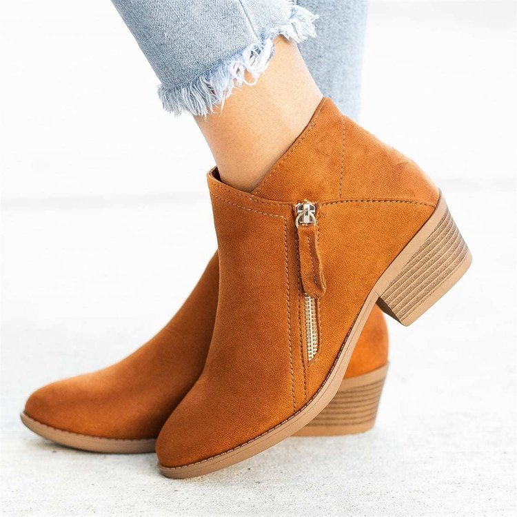 Foreign trade autumn and winter new women's boots suede double-sided zippers shoes large size women's short boots