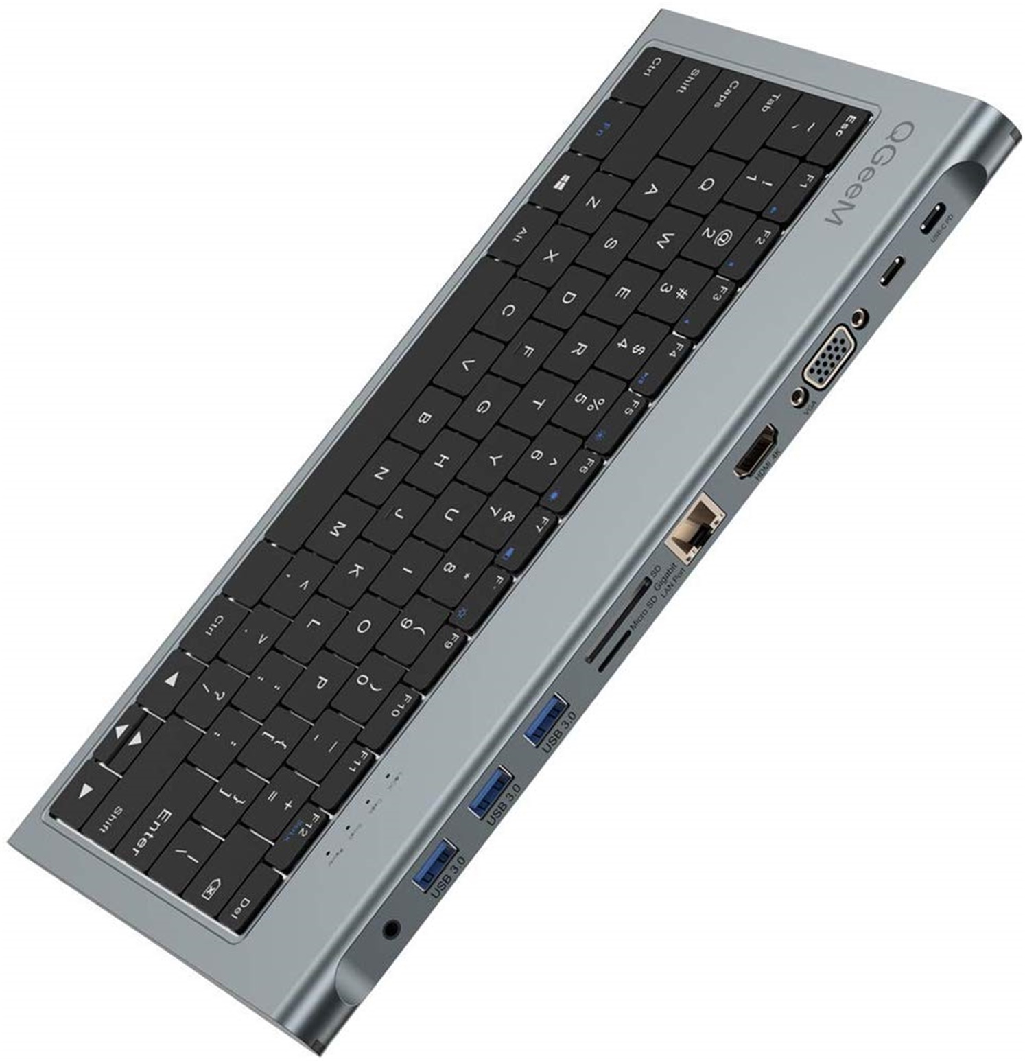 Док-станция USB QGeeM 11 в 1, док-станция с USB C и клавиатурой, совместима с MacBook Pro,iPad Pro,iMac