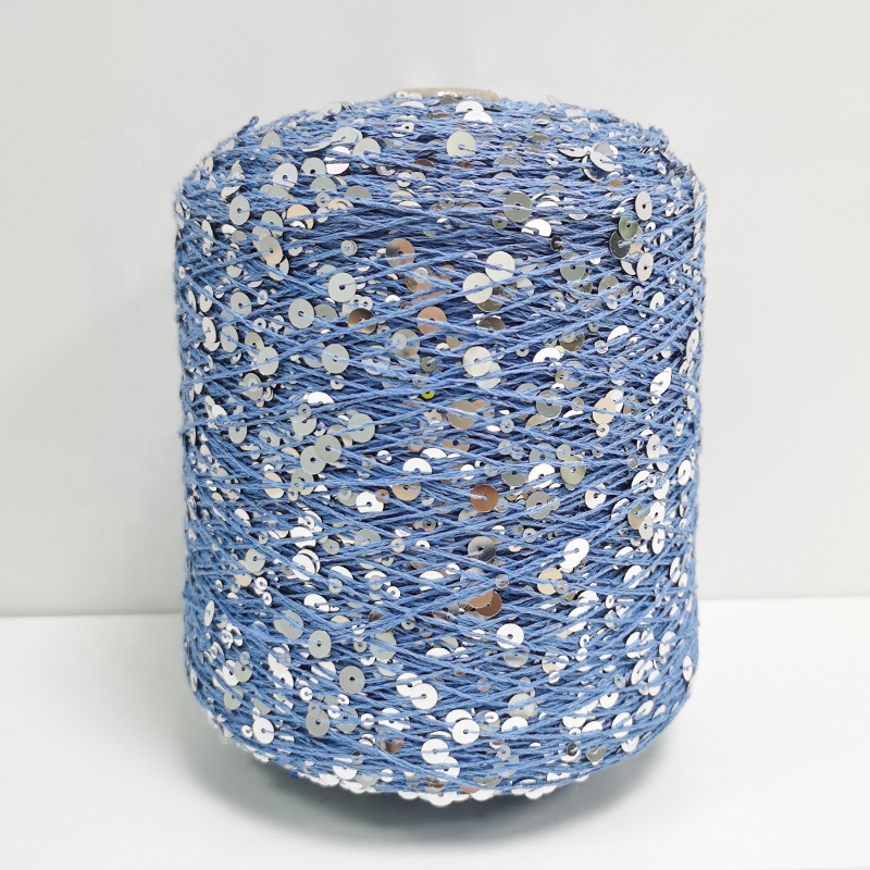 Manufacturers Wholesale Spot Stock 3MM+6MM Sequin Yarn 100% Cotton Fancy Yarn For Hand Knitting Yarn