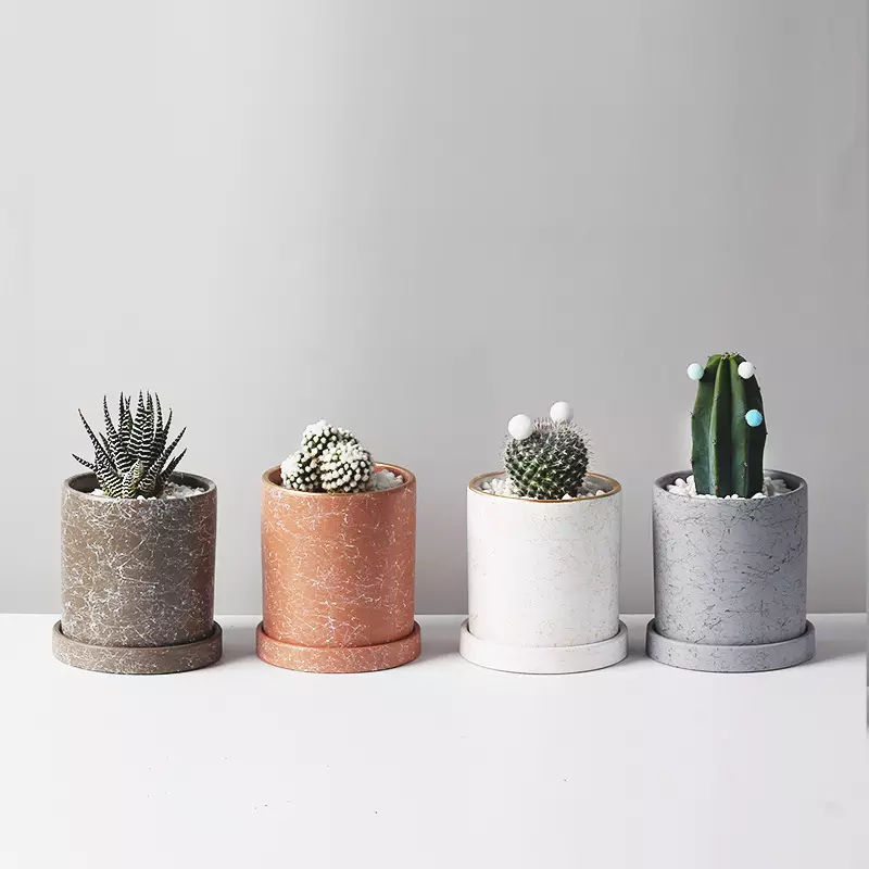 Cheap Marble Stone Finish Flower Vase for Artificial Potted Flowers in Garden or Home for Small Plants