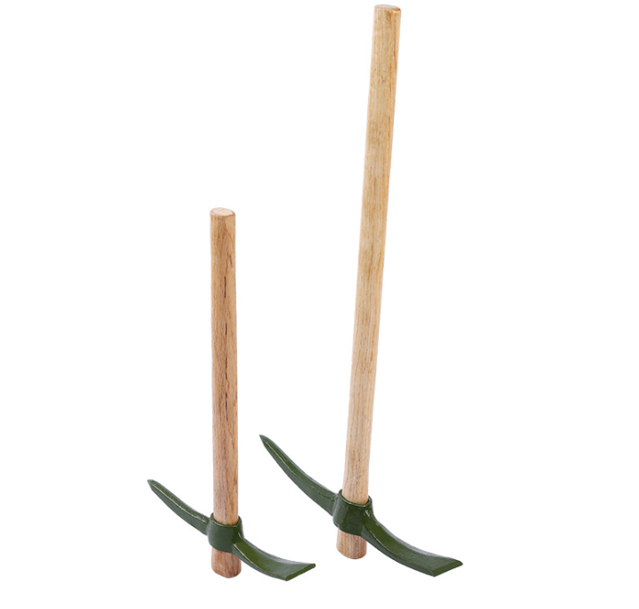 Army pick with wooden handle for outdoor camping