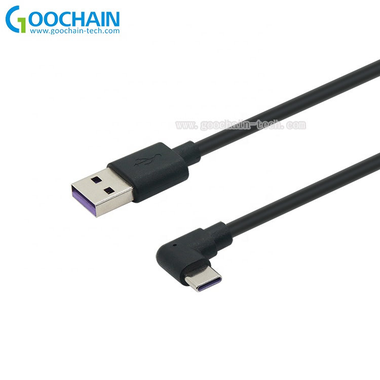 Кабель USB C под прямым углом 90 градусов, быстрое зарядное устройство USB A на Type C, совместимое с Samsung Galaxy S10 S9 S8