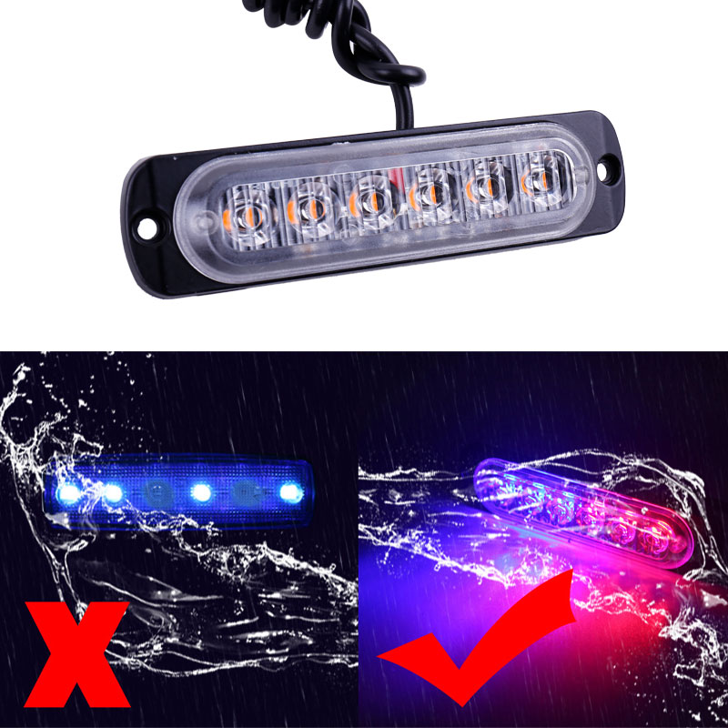 6LED 12-24V Ультра-тонкий Автомобильные светодиодные боковые габаритные огни полиции вспышки аварийное освещение скорой помощи легких грузовиков сигнальная проблесковая лампа