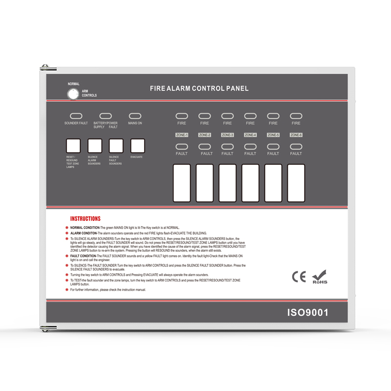 Non-addressable AC 110V 220V Power Supply Conventional 6 Zone Fire Alarm Control Panel