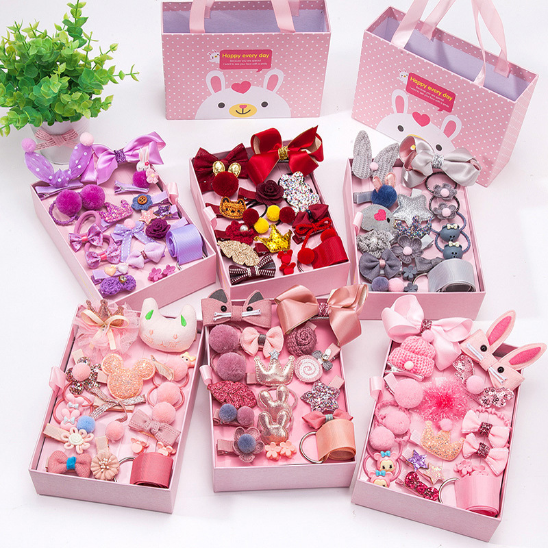 Seaygift, новый стиль, корейская мода, милые красивые детские аксессуары для волос, комплекты из 18 предметов, набор заколок для волос, резиновая шпилька
