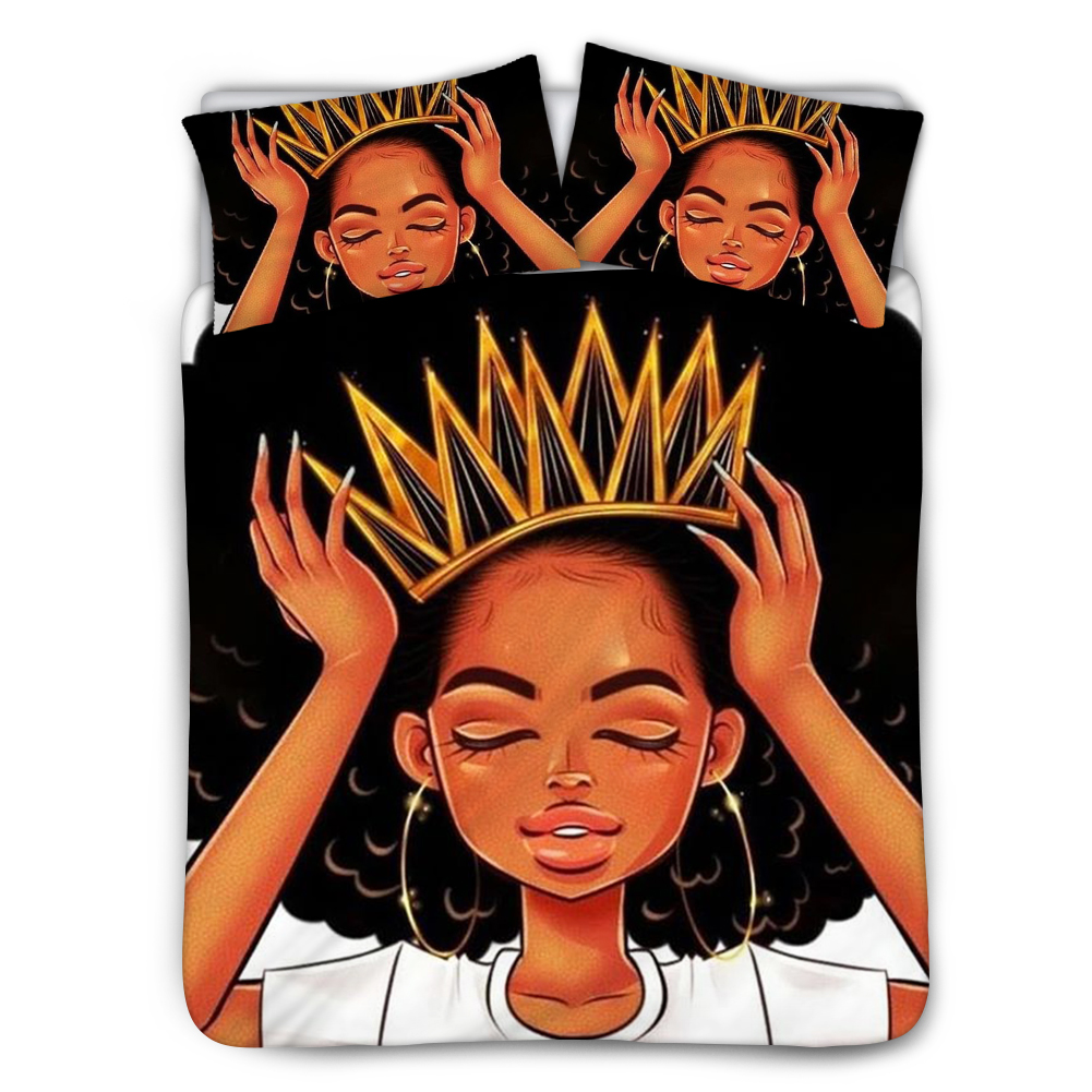 Hot Sell Home Quilt Cover Pillow Case 3 Piece Sets For Children/adult African Girl Series Pattern Printed Fashion Bedding Sets