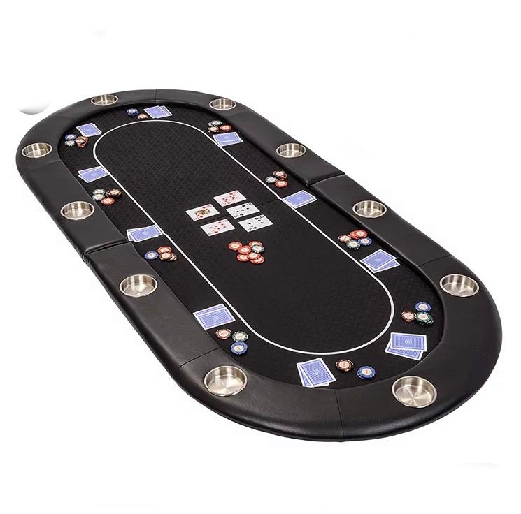 Professional High Quality Premium 96" Oval Custom Poker Table with LED Lamps USB Interfaces Chip Tray