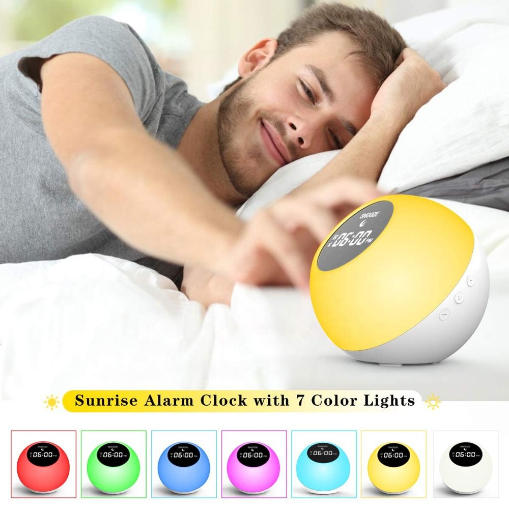 Будильник для спальни, Sunrise Wake Up Light для дома | Bluetooth колонки будильник для тяжелых спящих 7 цветов замок будильника