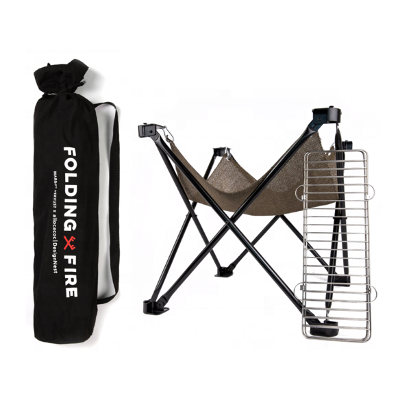 Stainless steel camping fire pit portable folding BBQ campfire grill - L size