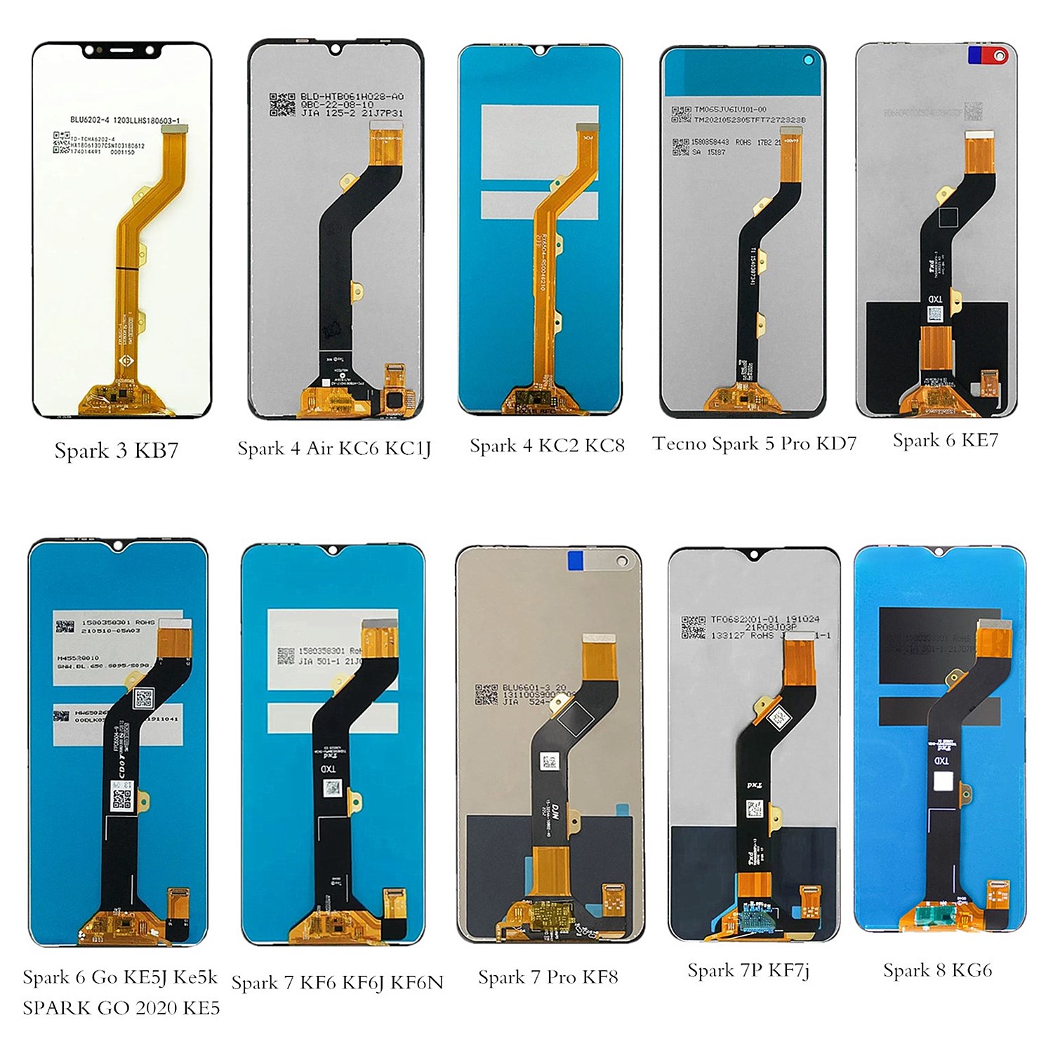 ЖК-экран для Tecno, оптовая продажа моделей ЖК-экранов для Tecno Spark 4 5 Air, экран для Tecno