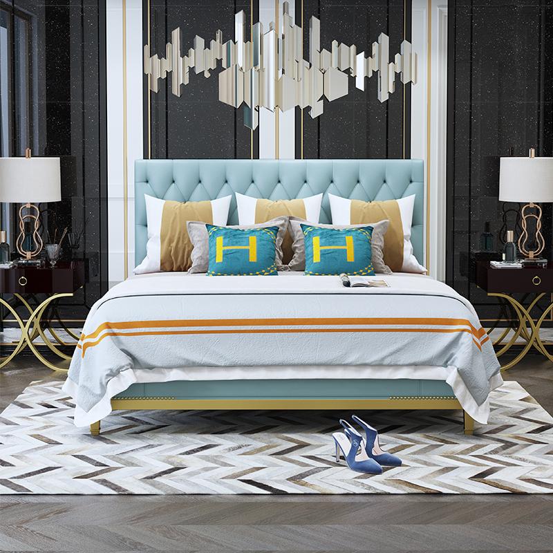 Custom Home Furnitures Storage Bed with Leather Headboard For Home Hotel