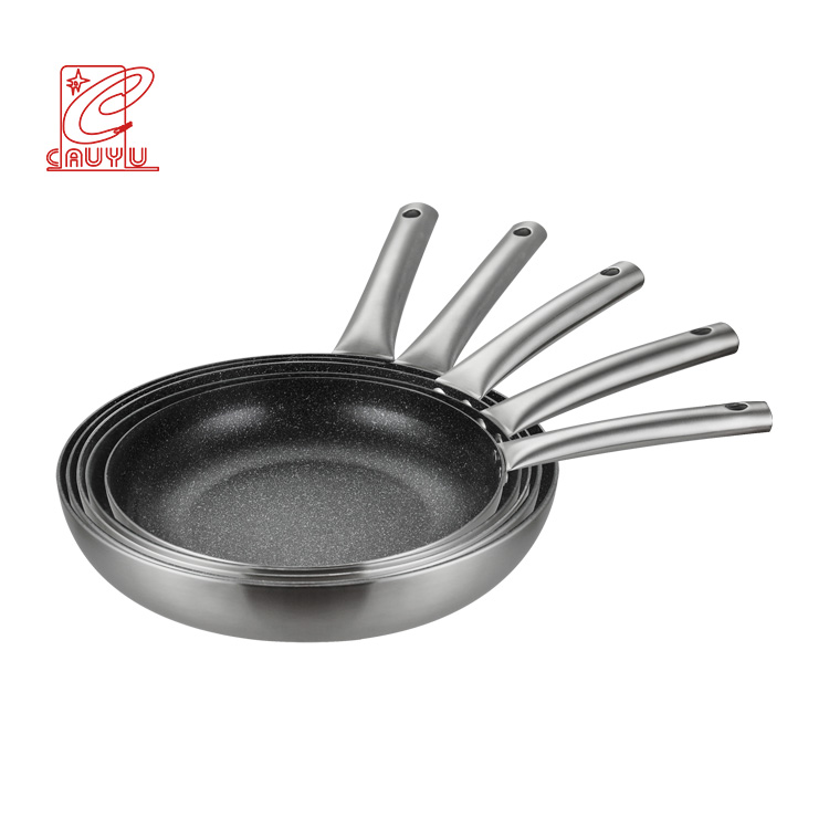 Wholesale Amazon Top Selling Triply Stainless Steel stone-coated Non-Stick Fry Pan With Different Sizes