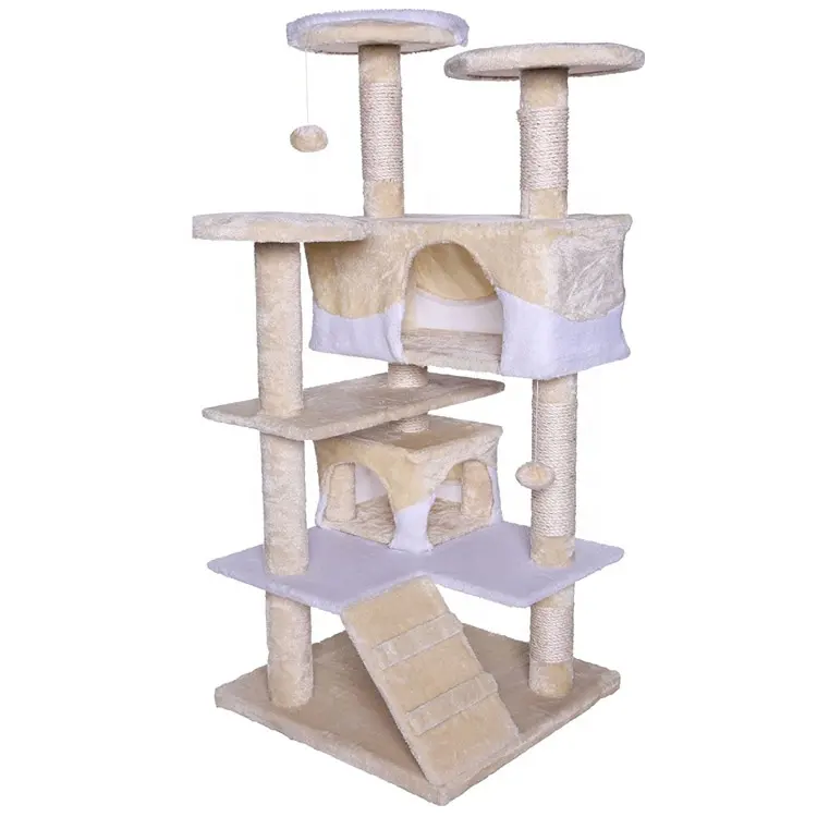 Multi Color Easy Assemble Flake Board Wooden Cat Tree Cat Cage Cat Scratcher House With Post Condos