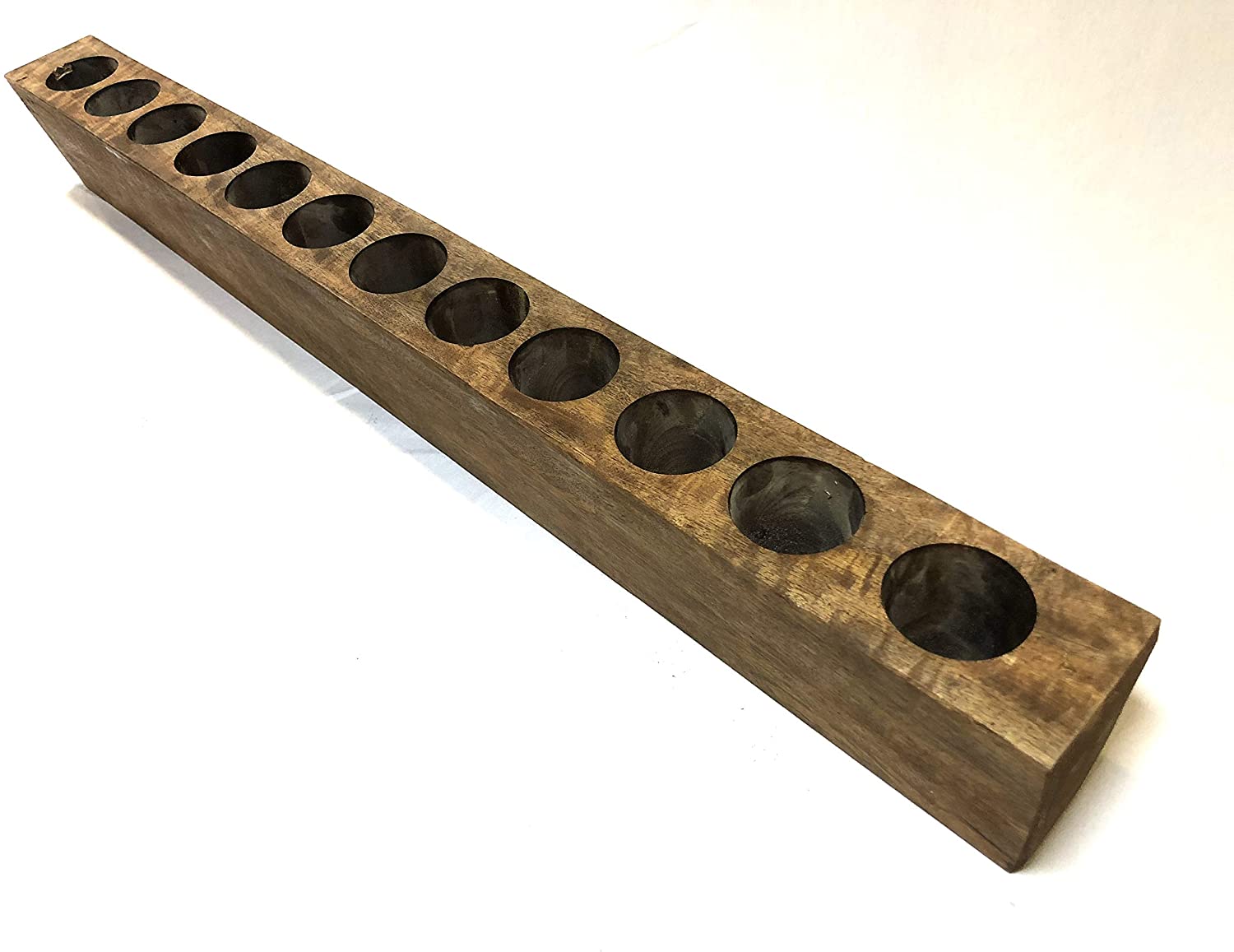 Imports Wooden Candleholder-Mold Only-12 Hole-Natural