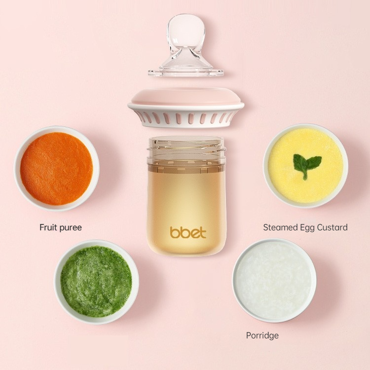 Baby safe silicone bottle with mini spoon feeder for rice cereal mushroom milk