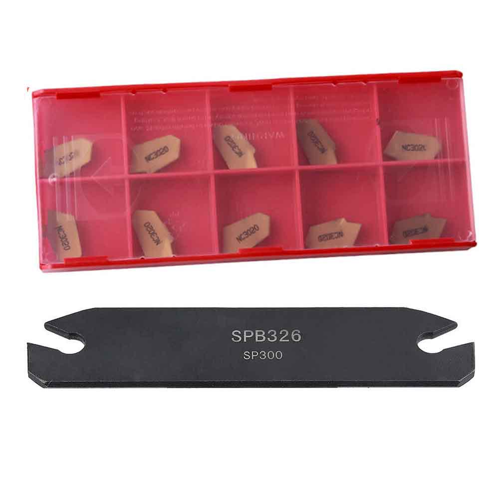 Alloy Grooving Tool SPB26-3 26mm Part Off Blade and 10pcs GTN-3 SP300 Insert