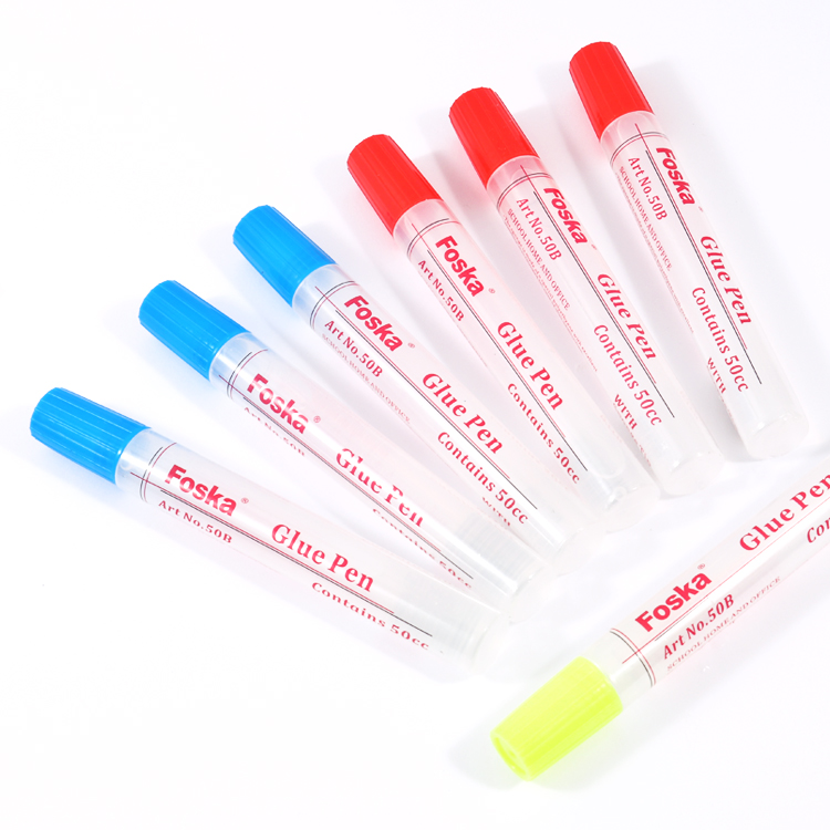 Foska Popular Colorful Craft 50ML High Quality School Stationery Clear Liquid Glue For Sticking Memo Paper Journal Note