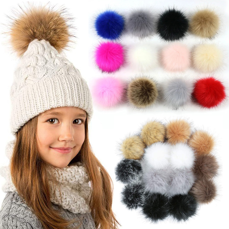 faux fur soft ball large faux fur pom poms accessories with snap for hat