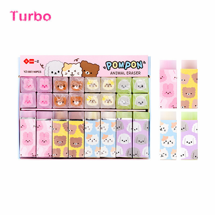 Canada Newest school products Ready to ship pretty stationery 3d custom shaped cartoon colored rubber eraser for pencil