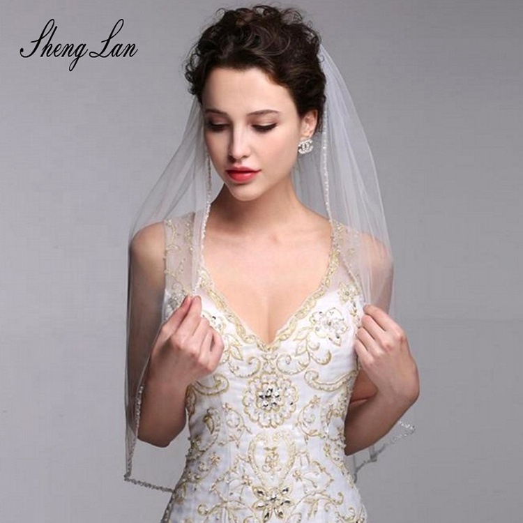 Короткая Однослойная свадебная фата Shenglan, Тюлевая Фата для невесты, для девичника, с расческой, украшение для вечеринки