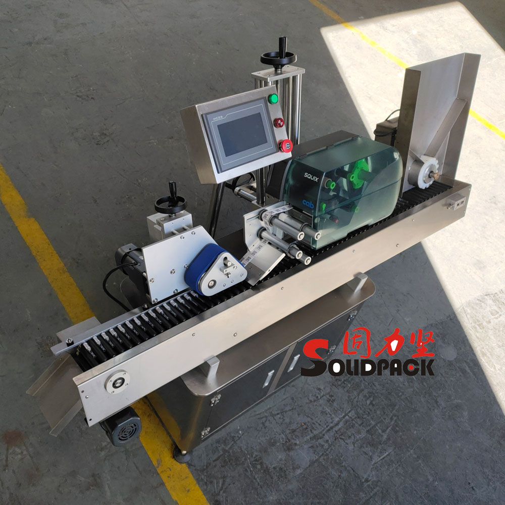 Solidpack efficient print and apply label automated labeler horizontal sticker labelling machine systems