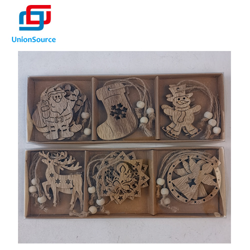 DIY Christmas Tree Elk Snowman Pendant Wooden Xmas Party Hanging Decoration Box Packed