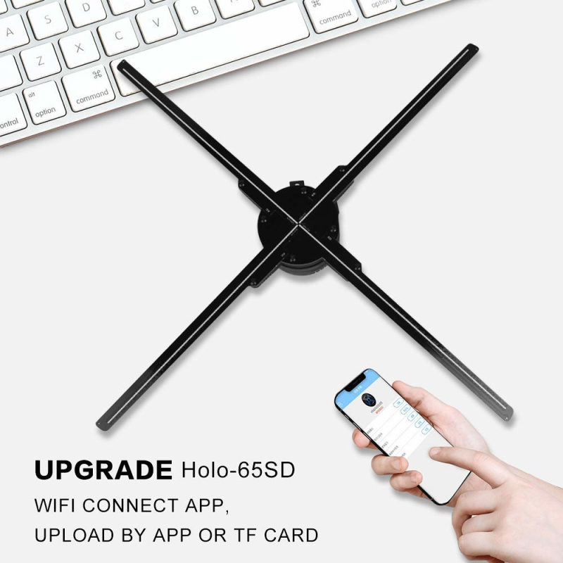 4-Leaf Hd Naked Eye Fan 3D голографическая проекция рекламный свет стерео вращающееся изображение Air Imaging с приложением управления WiFi