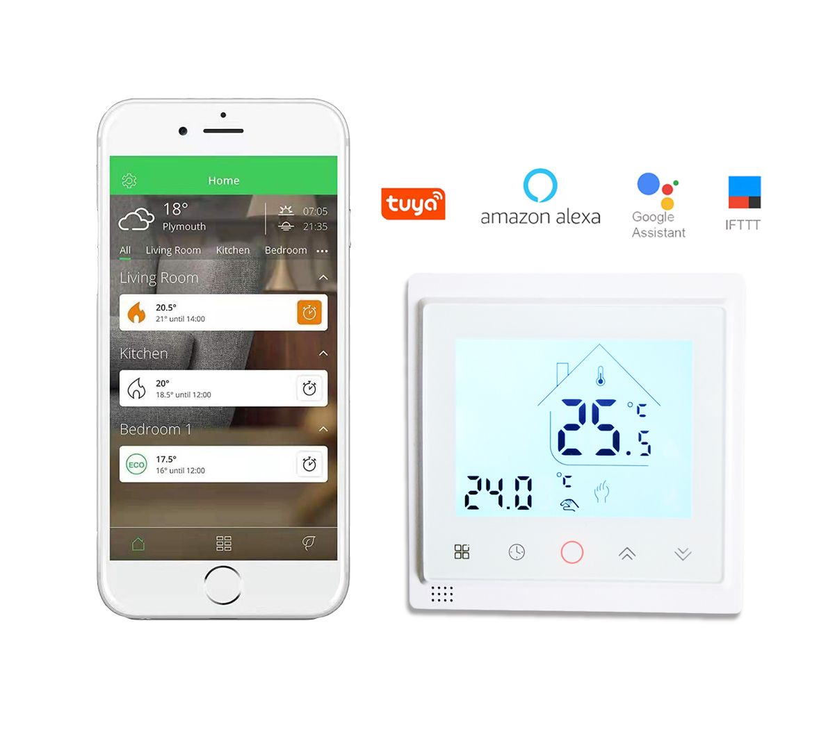 Термостат для умного дома Tuya, термостат с поддержкой Wi-Fi и Alexa и Google Home, для подогрева пола