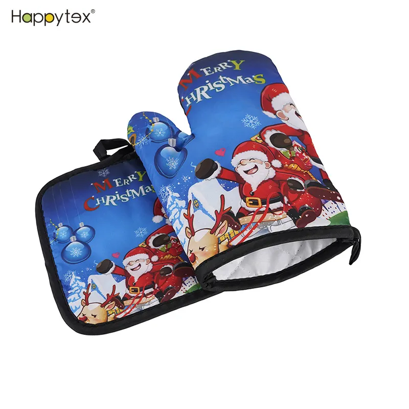 Wholesale Promotional Cheap Price Custom Design Heat Resistant Christmas Durable Oven Mitt Microfiber For Home