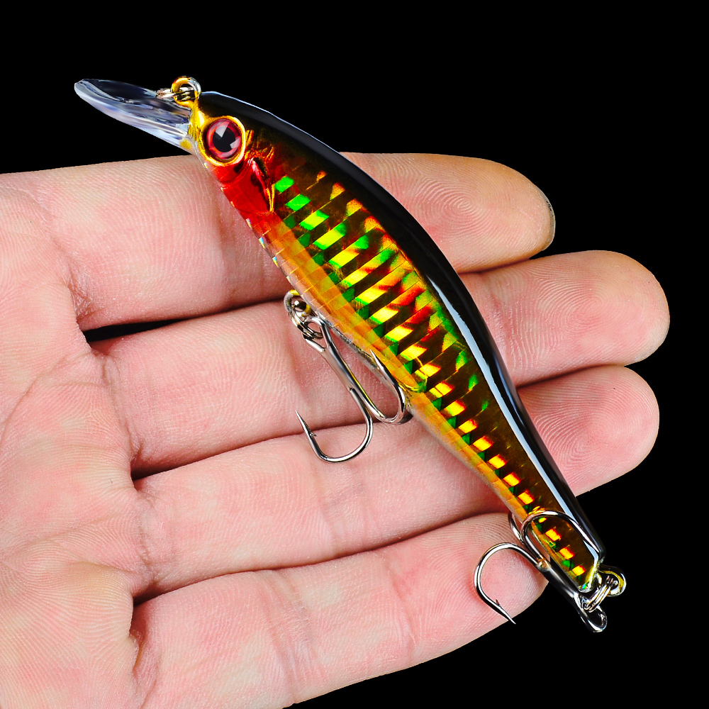 Рыболовная Приманка Minnow, лазерная жесткая искусственная приманка с объемными глазами, 9,8 см/11,5 г, приманка для морской рыбалки, кренкбейт