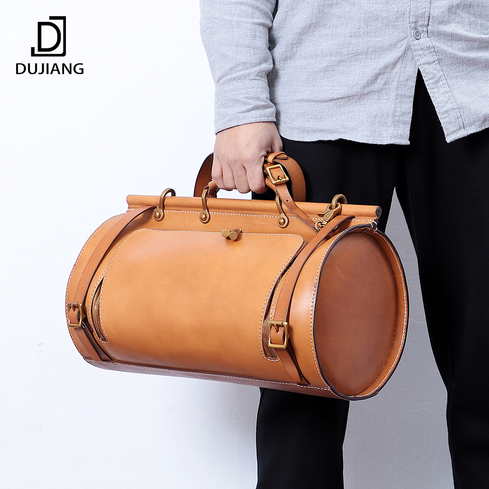 Vegetable Tanned Leather Weekend Gym Bags Travelling Cowhide Duffle Bag Genuine Leather Travel Bag Luggage With Strap