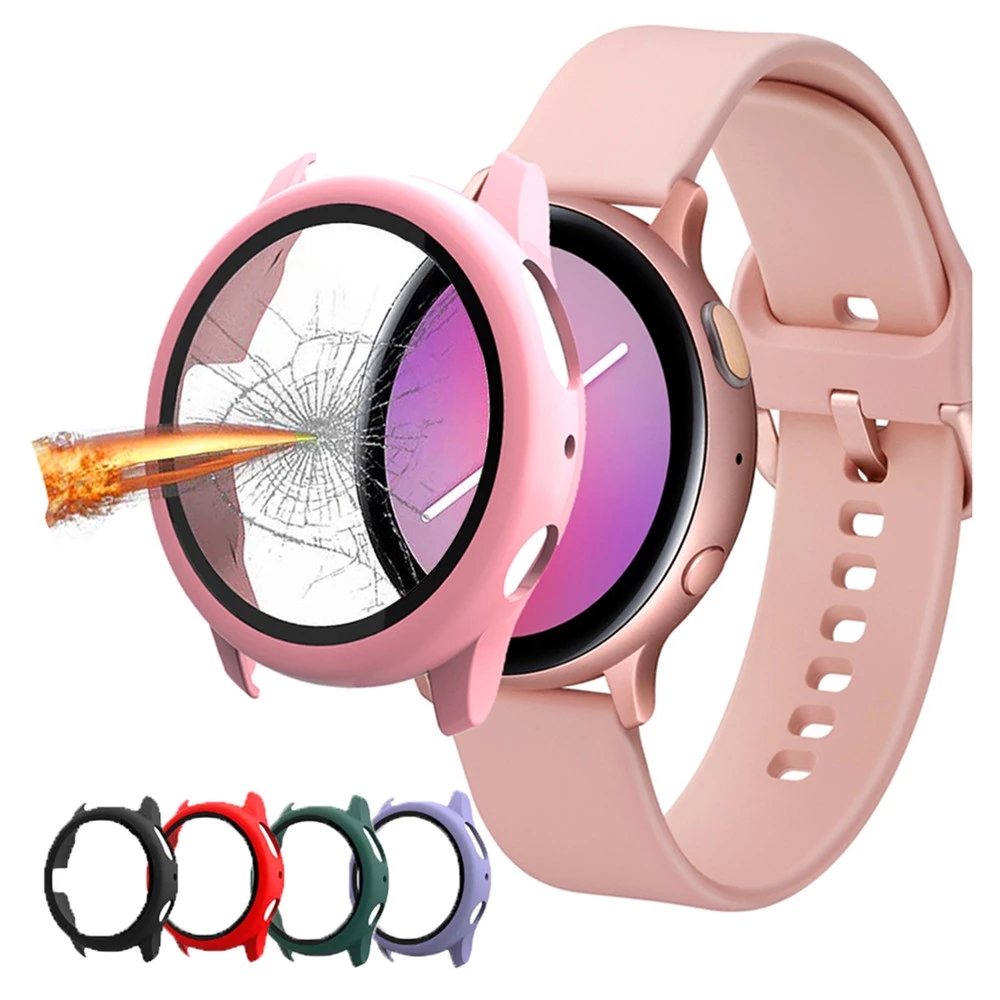 Чехол для Samsung galaxy watch active 2 44 мм 40 мм, бампер с полным покрытием и закаленным стеклом, защитная крышка, защита экрана