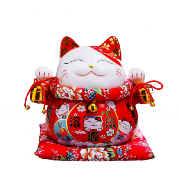 2020 hot sale 10 inch Japanese Lucky Cat Ceramic piggy bank for Wholesale