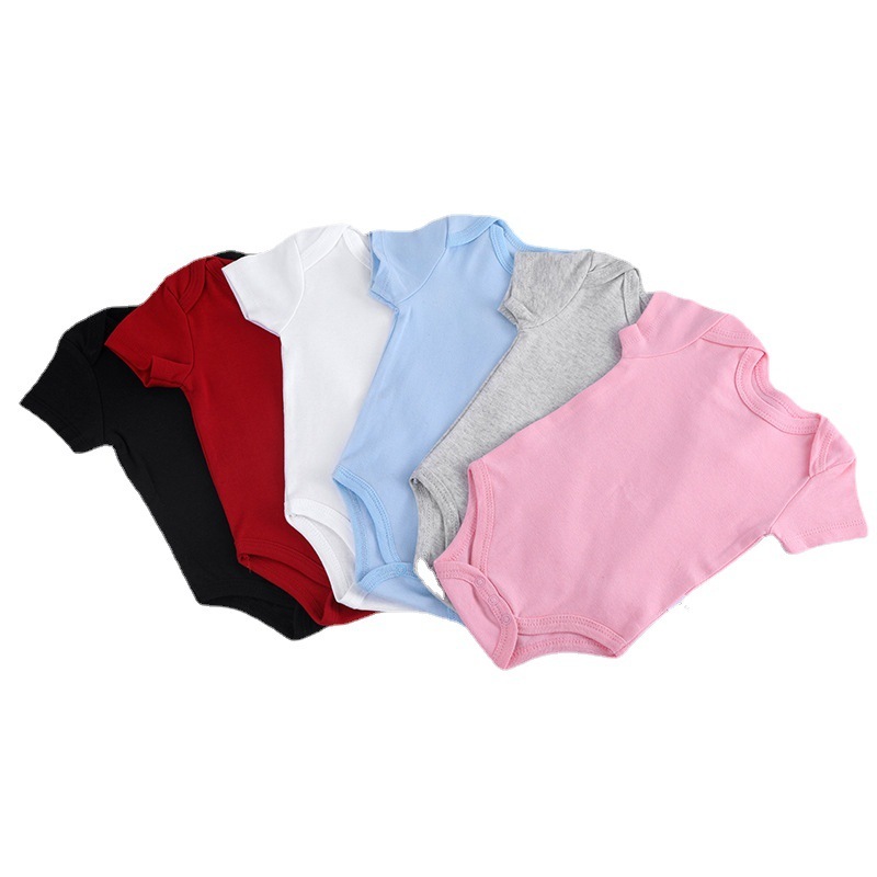 0.68 Custom logo Factory 0-12 Months Organic Cotton Newborn Baby onesies Boys and Girls Short Sleeves Plain White Bodysuit