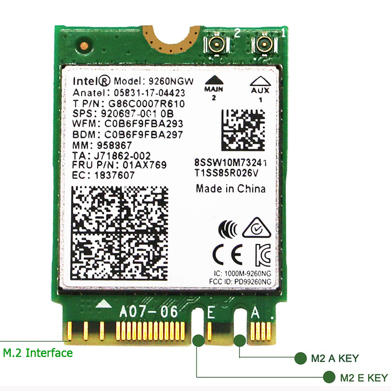 Беспроводной 9260NGW сети Wi-Fi модуль карты 1730 Мбит/с Intel 9260 Dual Band M.2 11ac Wi-Fi Bluetooth 5,0 для ноутбук на базе Windows 10
