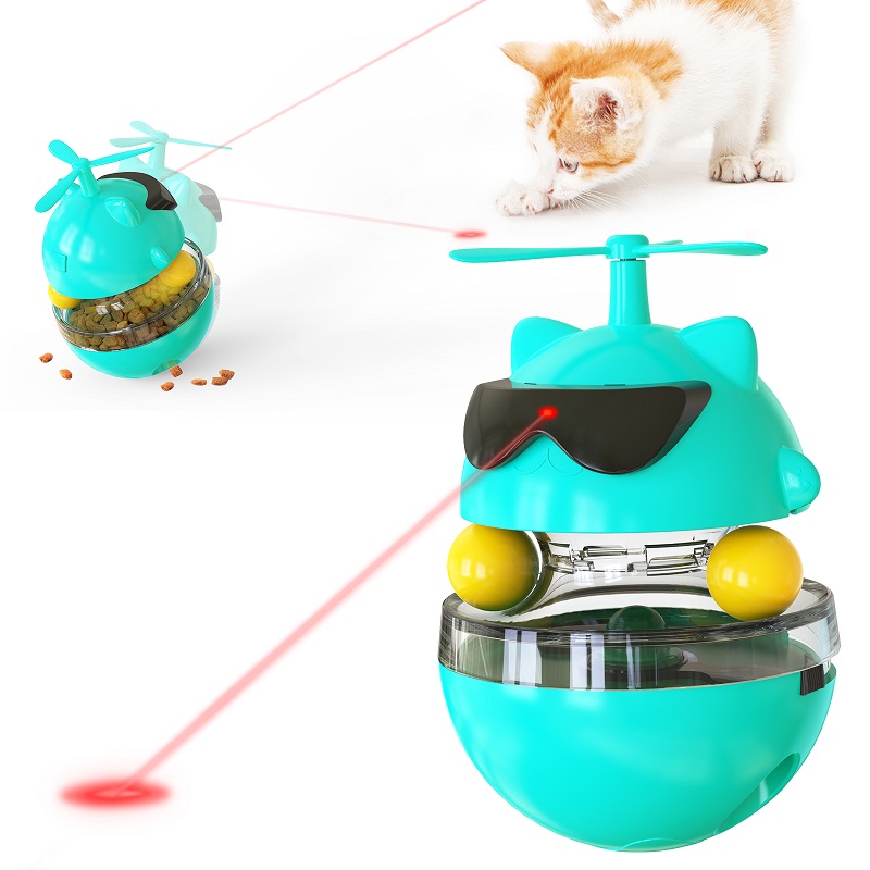 New Arrival Funny Durable Indestructible Treat Dispenser Tumbler Trackball Interactive Electric Laser Cat Toy