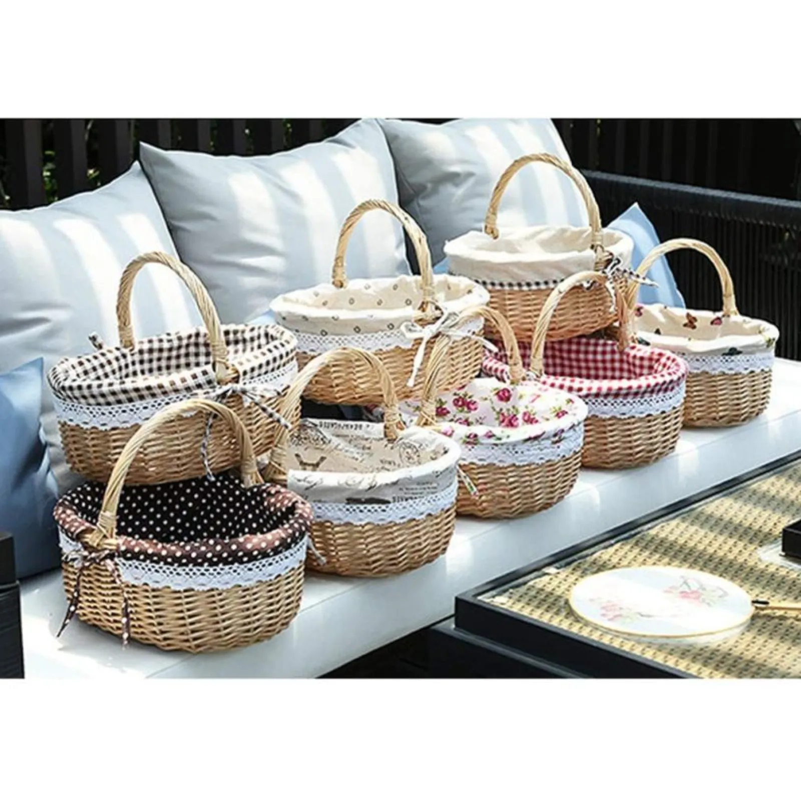 Empty Gift Basket Wholesale Cheap Handmade Oval Wooden Suppliers Wicker Fruit Basket Empty Gift Basket With Handle