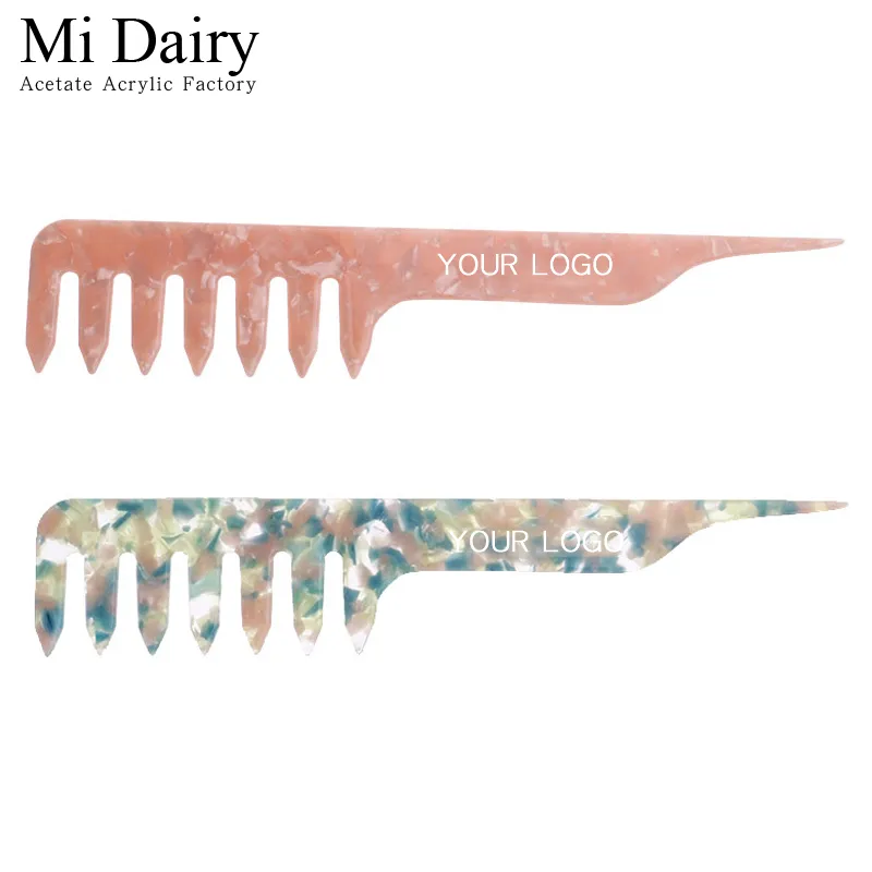 MiDairy fashion acetate acrylic hair combs for Men's oil comb Hair salon curls wide tooth combs