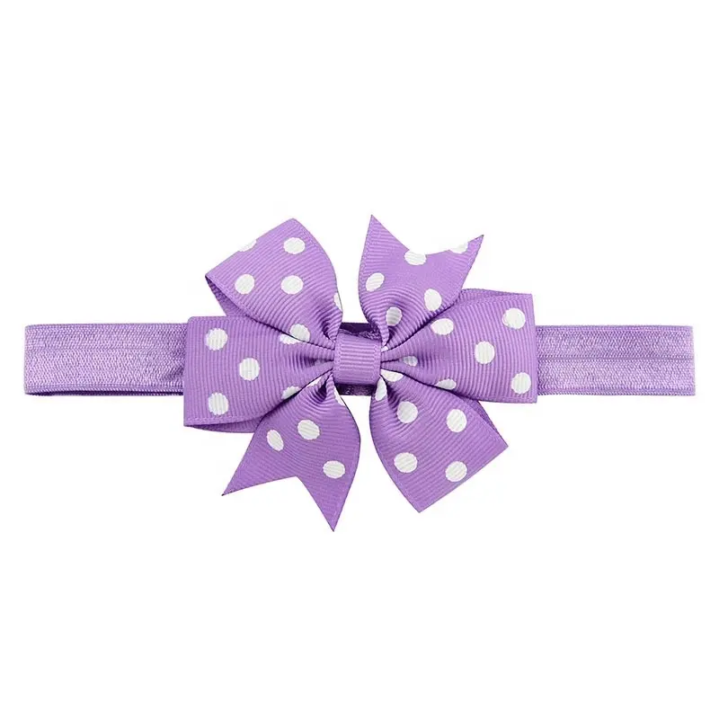 E-Magic fashion Lovely Elastic Grosgrain ribbon dot pattern headband Pinwheel shape hairband for Infant Baby