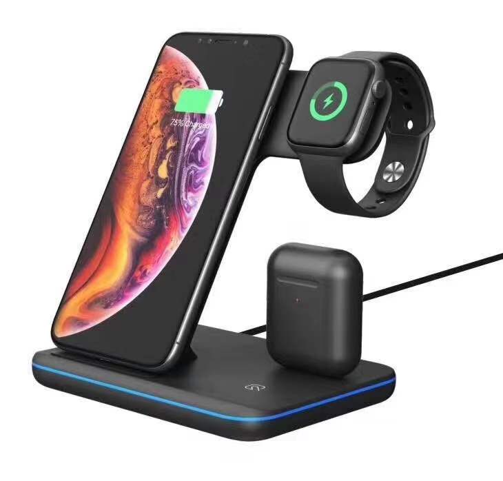 Amazon горячая Распродажа Qi Универсальное зарядное устройство 3 в 1 беспроводная зарядная станция