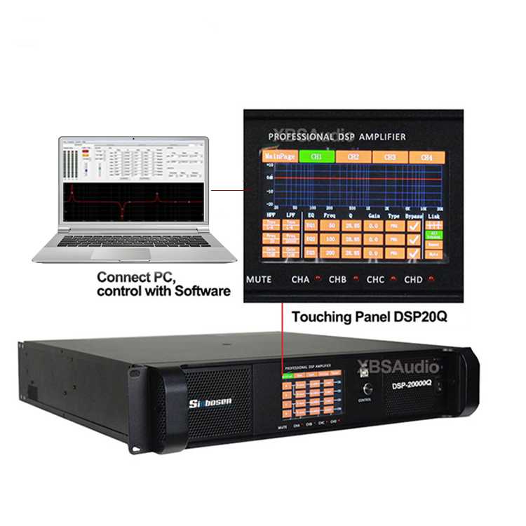 DSP-20Q профессиональный класс d аудио этап DSP модуль мощность караоке стерео усилитель 2000 вт 4 канала