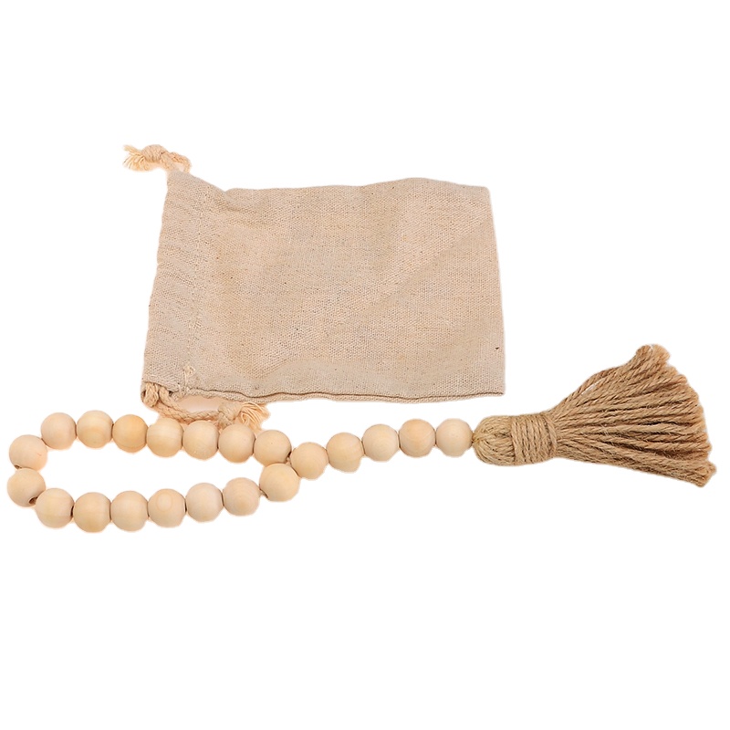 Custom Logo Farmhouse Wood Bead Garland with Gift Bag