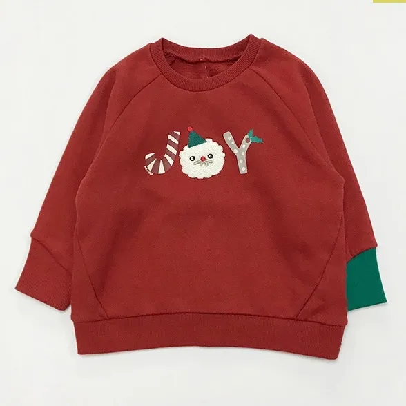 Cute casual cotton fleece winter tops Santa print Christmas kids sweatshirts