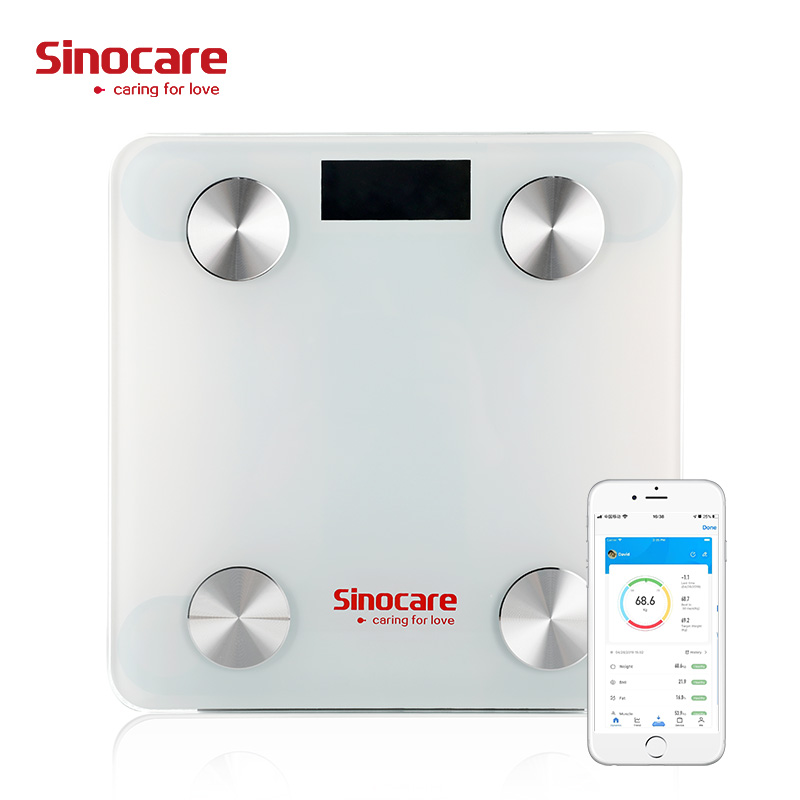 Цифровые электронные весы Sinocare, умный анализатор жира, Bluetooth