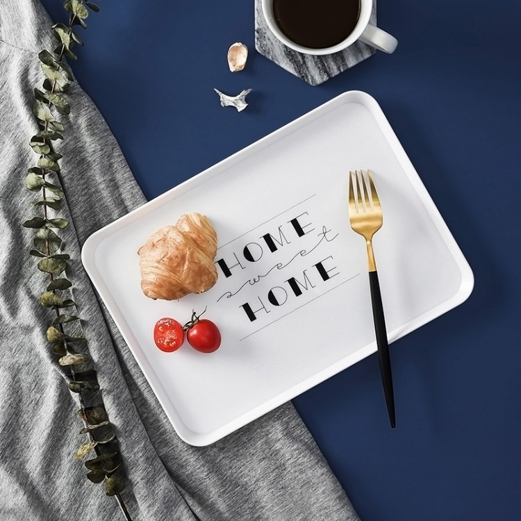 Plastic plate rectangular household Nordic personality simple bread breakfast plate cup plate hotel tea tray small tray