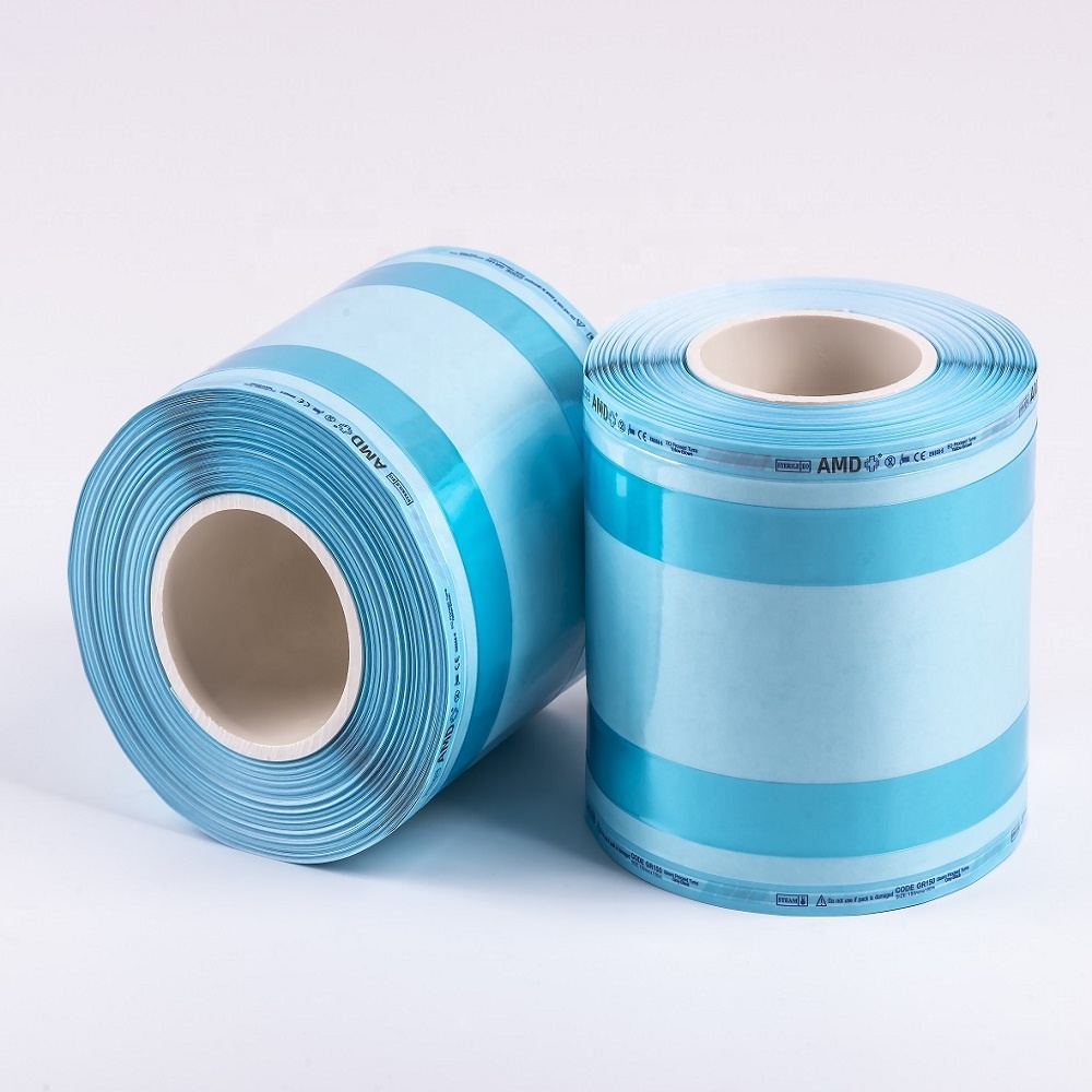 High Quality OEM Medical Sterilization Gusseted Roll Pouches for Autoclave Steam/EO Sterilization Medical Packaging 150mm*100m