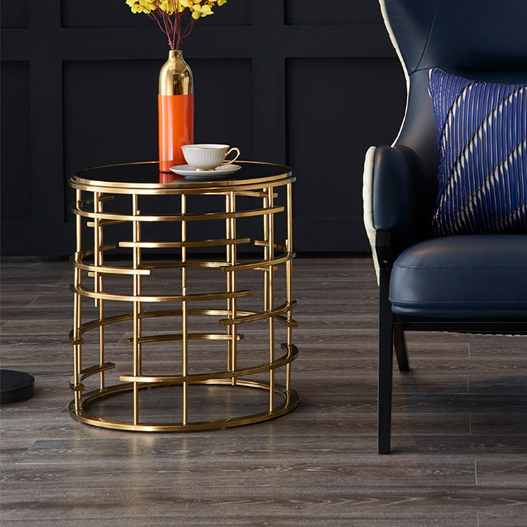 wholesale Modern side table coffee table stainless steel console side table set for living room