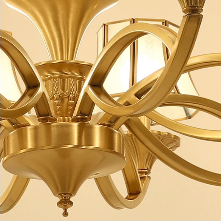 Белый оттенок 8-lights классический европейский стиль золотые листья Хрустальная люстра